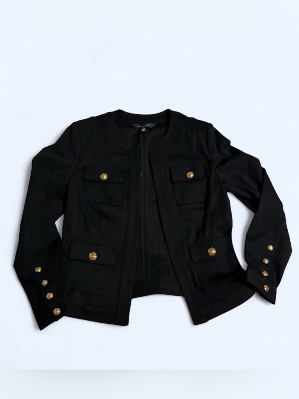 White House Black Market Black Military-Inspired Button Jacket - size 4